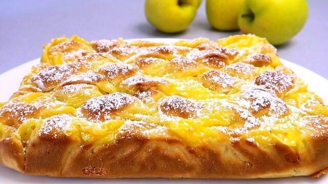 Вкусный яблочный пирог с заварным кремом. Гораздо вкуснее шарлотки!